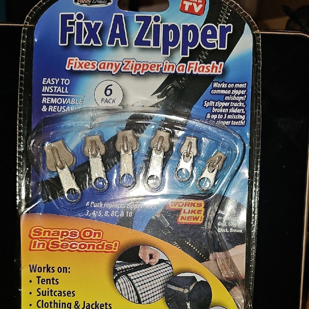 As Seen On TV NWT FIX A ZIPPER Pulls - 6 Pack-Grey